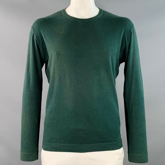 Z ZEGNA Size L Green Cotton Cashmere Crew Neck Pullover - Picture 1 of 8